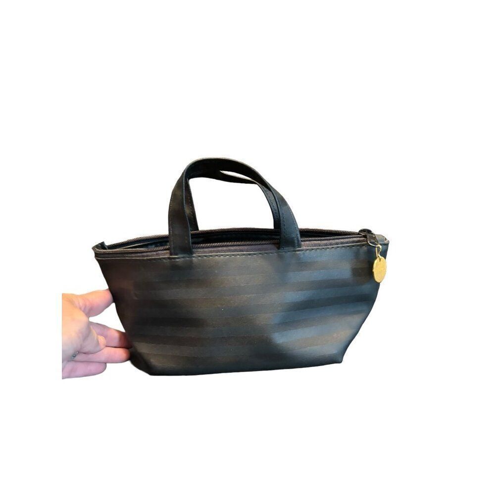 Mary Kay Black Striped Handbag With Zipper & Handles